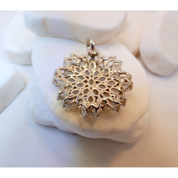 Natural Sky Blue Topaz  Star Burst-Flower 925 Sterling Silver Pendant Necklace - Picture 7 of 10